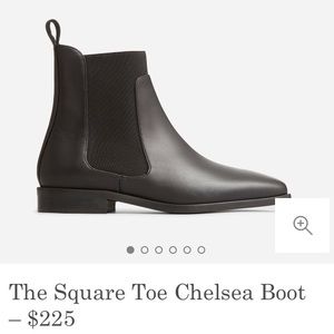 Black Everlane Square toe Chelsea boots, size 8